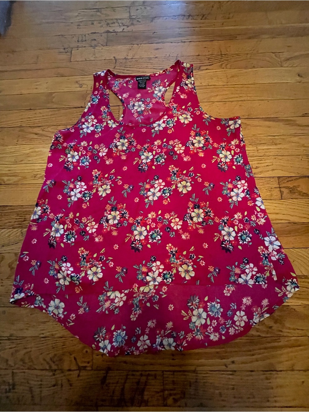 Wet Seal pink floral tank top: Size XL
